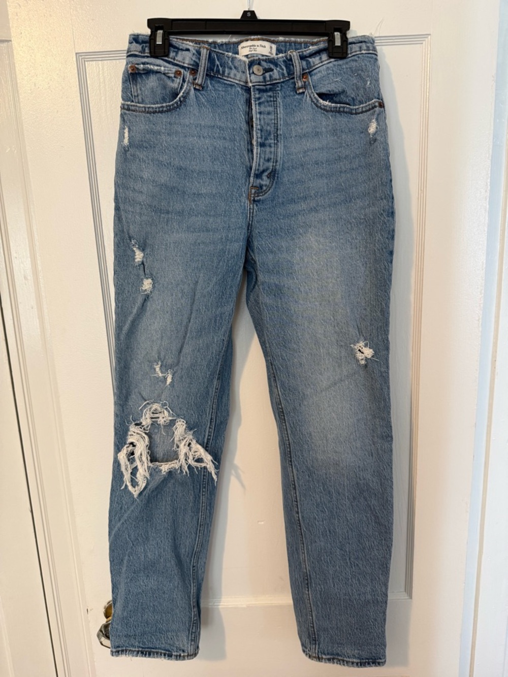 Abercrombie & Fitch Light Blue Distressed Boyfriend Jeans